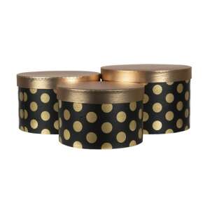 3 darabos fekete-arany pöttyös ajándékdoboz szett - Tárolás & Rendszerezés