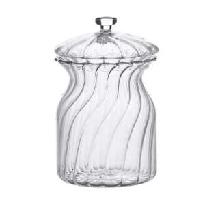 CLEEF üveg tároló üveg fedővel, 9x15cm, átlátszó üveg, konyhai tárolás - Clayre & Eef