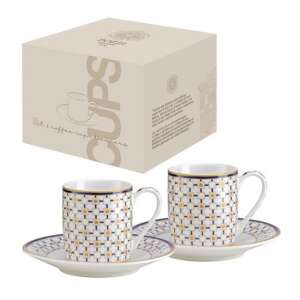 2 db-os Charles porcelán eszpresszócsésze és alj szett geometrikus mintával - Tálalás