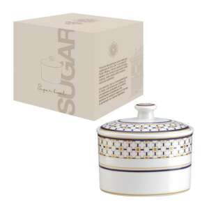 Charles porcelán cukortartó, 300ml, fedővel, kék és arany mintával - Tárolás & Rendszerezés