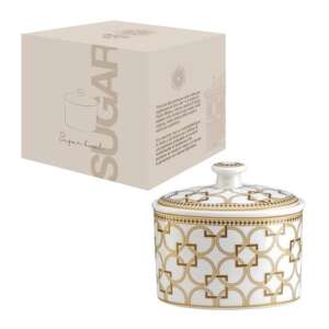 P.M.PM0127DECO Porcelán cukortartó, 300ml, Déco, fedővel, dobozban - Tárolás & Rendszerezés