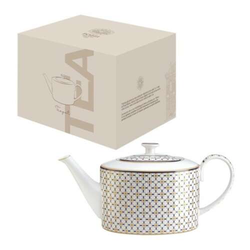 Charles teáskanna, 1200ml porcelán teáskanna arany és fekete mintával