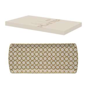 P.M. Déco porcelántálca, 35x15cm, arany mintával - Tálca