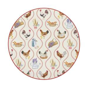 Country Life 2 19cm porcelán desszerttányér csirke és kakas mintával - Tányér