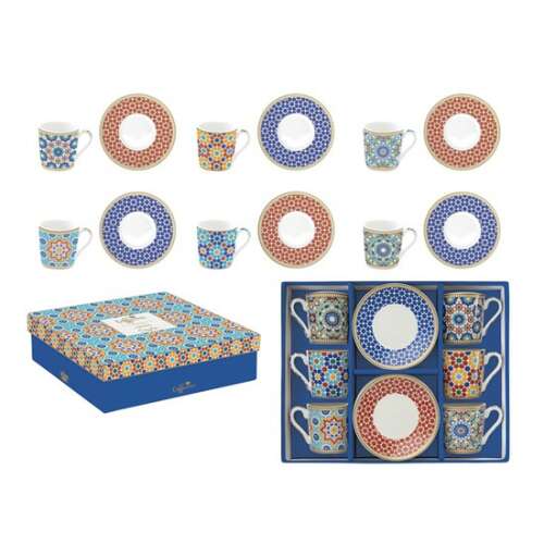Coffee Mania Marrakech 6 személyes eszpresszócsésze és alj szett, porcelán, 100ml