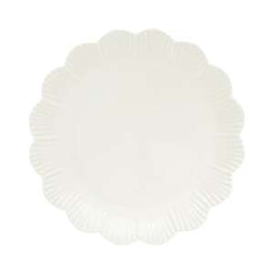 Fehér porcelán lapostányér hullámos szegéllyel, 26cm, Fleuri white - Tányér