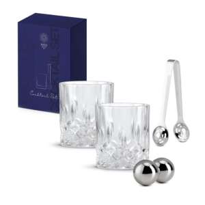 P.M.PM0230TRSP Koktél szett 2 pohár, jégfogóval és 2 fémgolyóval - Vizespohár