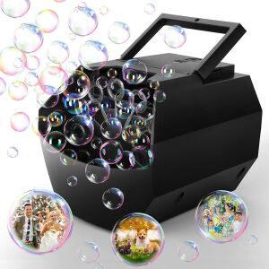 Timeless Tools Electric Bubble Machine with Usage Examples - Weddings, Pets, Kids - Bubble Blower