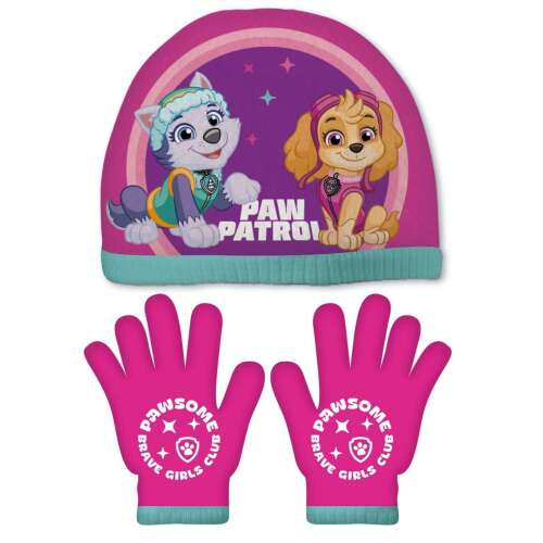 Set de iarnă cu pălărie și mănuși tricotate Nickelodeon Paw Patrol pentru fete de 2-5 ani