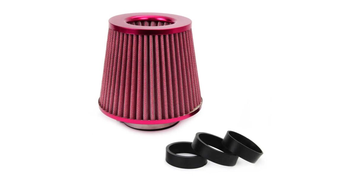 Universeller Auto-Lufteinlass-Sportfilter, rot 160 x 155 x 118 mm mit Adaptern 120637436