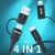 4-in-1-Kabel Wozinsky WNBAA, 2x USB-C, 1x USB-A, 1x Lightning, 60W, 1m, schwarz 101450171