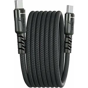 AWEI CL-166T USB-C - USB-C kábel, 60W gyorstöltés, fekete fonott zsinór - Adatkábel