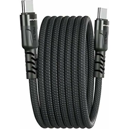 AWEI CL-166T USB-C auf USB-C Kabel, 60W Schnellladekabel, schwarz geflochten