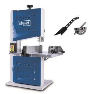 Scheppach HBS 25 band saw with accessories on white background. - Scheppach