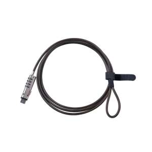 USB security cable with combination lock, 1.9m long, steel, silver - Laptop lock