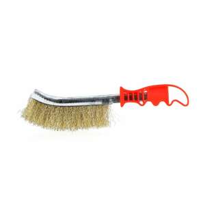 Brass wire brush with red plastic handle, 25.5 cm long - Wire Brush