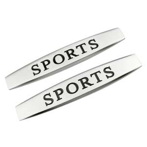 2 x Metal Car Emblem Set, Self-adhesive, "SPORT" Design, Chrome Finish, Size 10 x 1.5 cm
