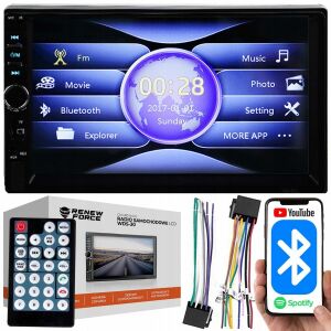 Renew Force WDS-30 2DIN car multimedia player with remote, wiring, and app examples - Head Unit