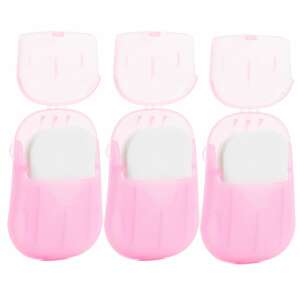 Комплект от 3 уреда със сапунерки, РОЗОВ, малък, тънък, става в чанта, раница или джоб, идеален за пътуване, EALMEU