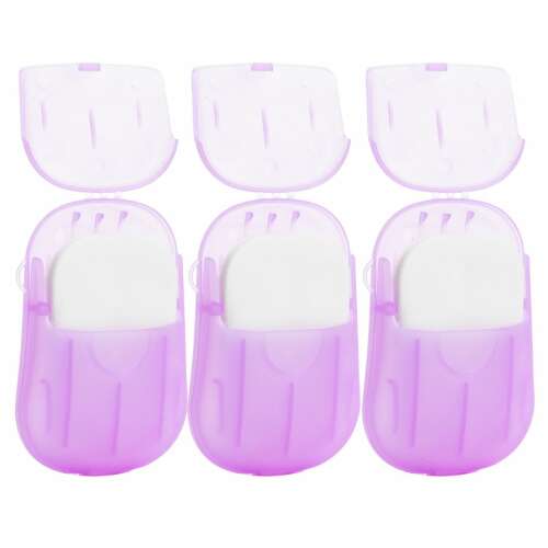 3 db hordozható szappanpapír készlet lila tokban