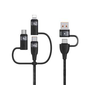 USAMS US-SJ645 6-in-1 USB-A, USB-C, Lightning, Micro-USB Ladekabel, schwarz - Lightning-Kabel