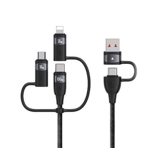 USAMS US-SJ645 6-in-1 USB-A, USB-C, Lightning, Micro-USB Ladekabel, schwarz