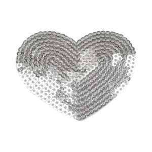 Crisalida silver heart iron-on sequin patch - Iron-on patch