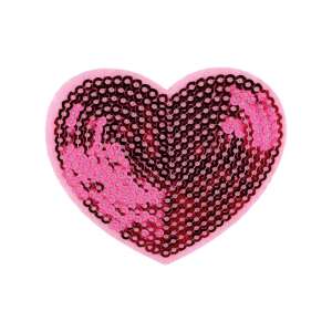 Crisalida pink heart iron-on sequin patch - Iron-on patch