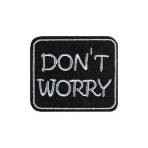 Crisalida Don't Worry iron-on patch, silver embroidery on black fabric - Iron-on patch