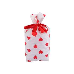 Crisalida gift bag with red ribbon, heart print, 15 x 23 cm - Art & Craft
