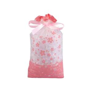 Crisalida gift bag with ribbon, transparent pink, 23 x 34 cm, floral pattern - Art & Craft