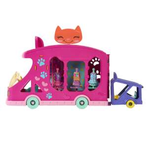 Enchantimals Glam Party Fashion Truck, pink toy truck with cat ears, side view - Mattel