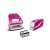 LEITZ Wow No.10 electric stapler, pink, 10 sheet capacity, with hole puncher and staples