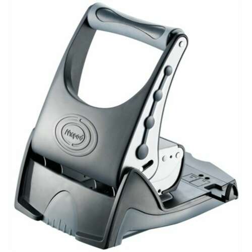 Maped Easy Punch 40 тежкотоварна двуотворна перфоратор, капацитет 40 листа, ергономичен дизайн, сребрист и сив