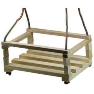 Wooden swing seat for kids, natural color, with adjustable ropes - Outdoor Swing