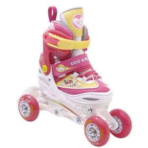 Pink and yellow adjustable inline skates for kids, size 34-37, RGO Kids brand - Kids' Roller Skate