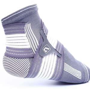 Adjustable ankle brace with compression sleeve, gray and white, unisex, one size - Joint fixation