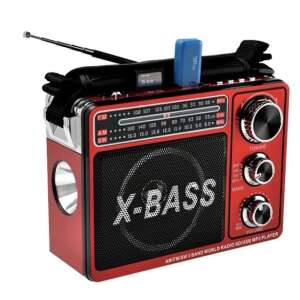 Radio portabil Waxiba XB-206URT AM/FM/SW 3 benzi cu player MP3 USB/SD, baterie reincarcabila incorporata si lanterna LED rosie - Radiouri