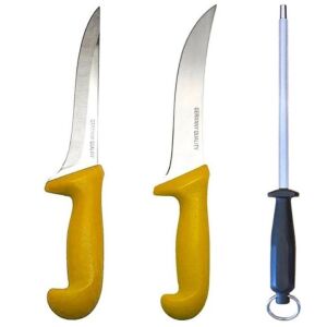 Set of 2 Butcher Knives and a Steel for Sharpening, German Quality - Kitchen Knife