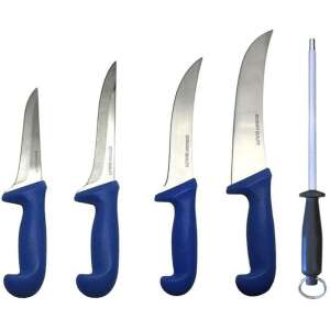 Set of 4 Butcher Knives with a Steel Sharpening Rod, German Quality - Kitchen Knife
