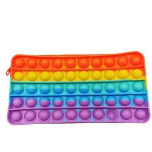 Rainbow Pop It Pencil Case with Zipper, Anti-Stress Sensory Toy, Multicolor - Pencil Case