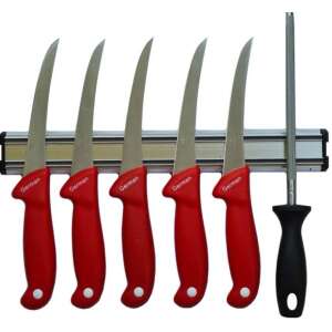Set of 5 German boning knives with red handles and magnetic holder - Kitchen Knife