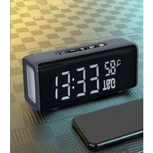 Difuzor Bluetooth negru cu ceas digital, termometru și radio, TG-174 - Boxe Portabile