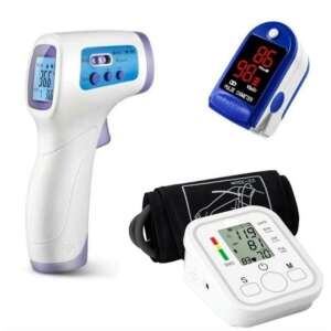 Digital blood pressure monitor, non-contact thermometer, and pulse oximeter set for home health monitoring - Blood pressure monitor