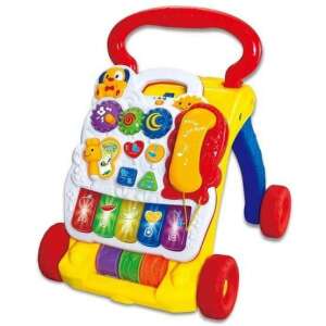 Interactive musical baby walker with piano, learning activities, and a detachable activity center, 2 in 1, Primii Pasi - Push & Pull Toy