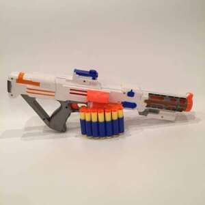 Soft Bullet Gun Toy, white and orange toy gun with 14 soft bullets - Toy Gun, Bullet
