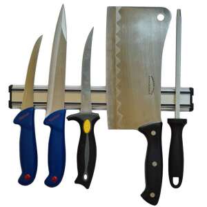 Professional Butcher Knife Set with Magnetic Holder, 3 Knives, Boning, Filleting, Skinning, GRM3, Manual Sharpener with 3 Intensity Levels and Cleaver 800 g - Kitchen Knife