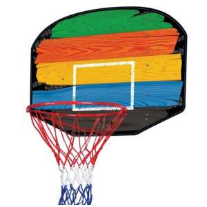 Outdoor basketball hoop with colorful wooden backboard, 80x1.3x60cm - Basketball, Hoop, and Equipment