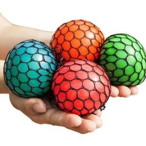 Set of 4 squishy stress balls, mesh design, assorted colors - Stress ball