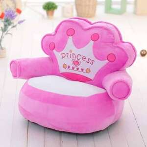 Pink plush princess armchair for kids, with crown design - Furniture